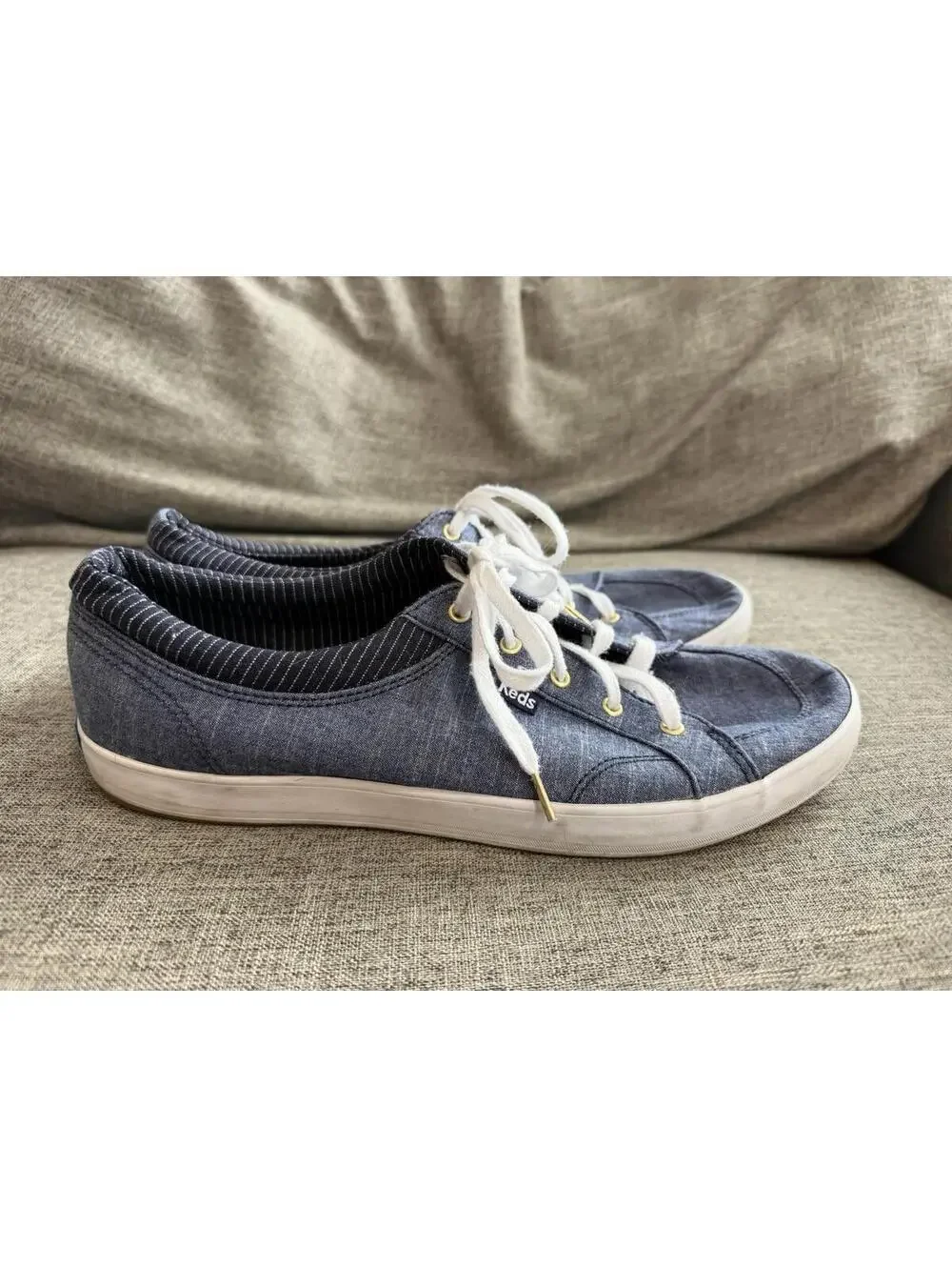 Keds Center Chambray Sneakers Womens Size 11 Denim Lace Up WF59957